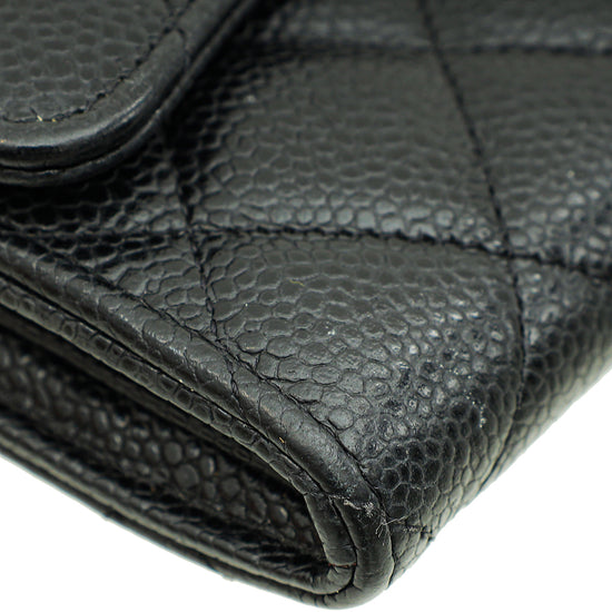 Chanel Black CC Classic Caviar Long Wallet