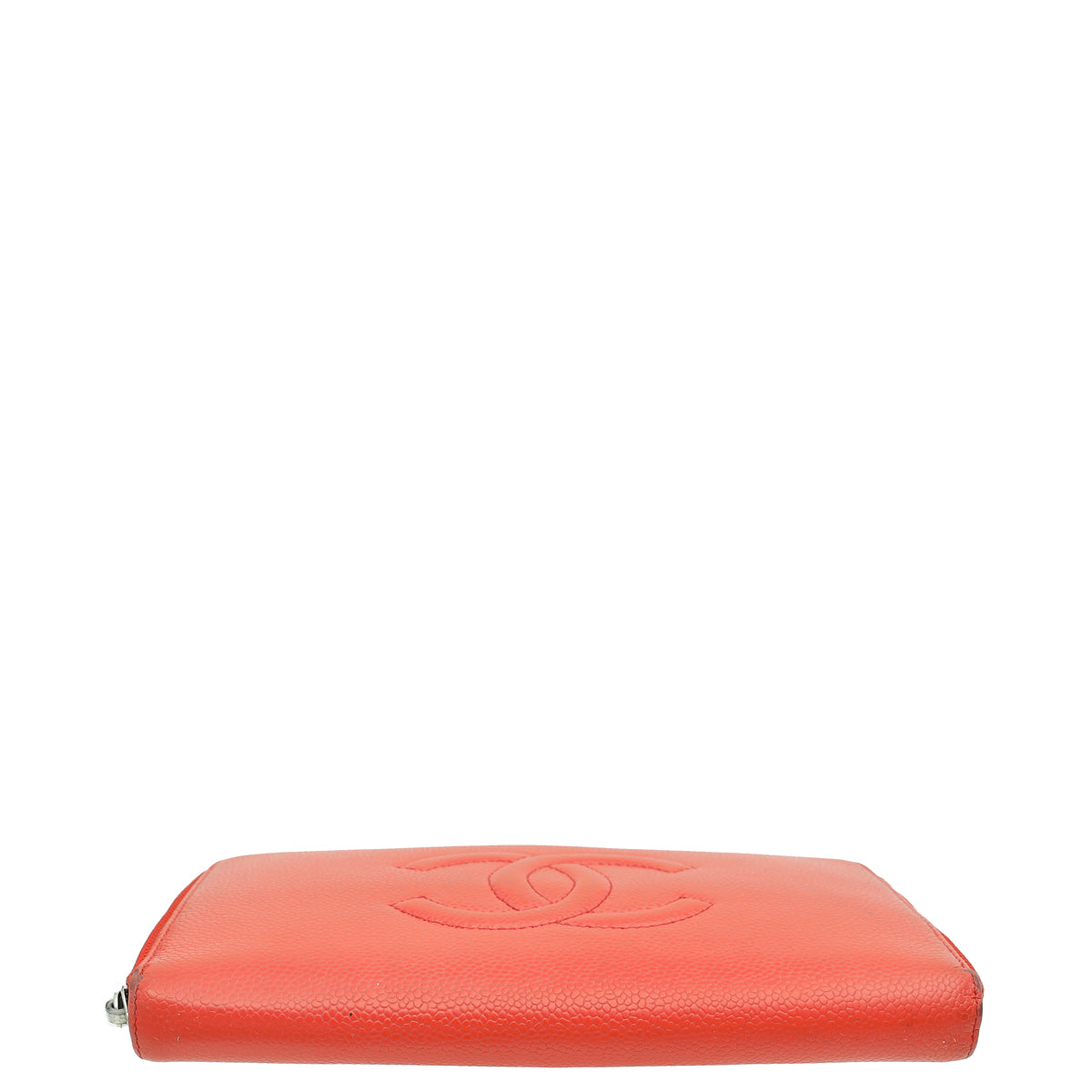 Chanel Coral Red Large Zip Around Organizer Wallet