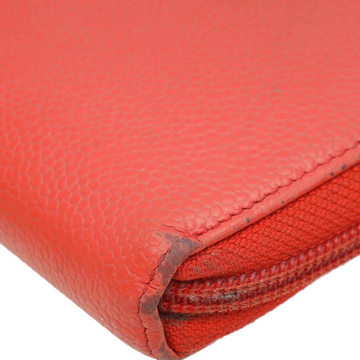 Chanel Coral Red Large Zip Around Organizer Wallet