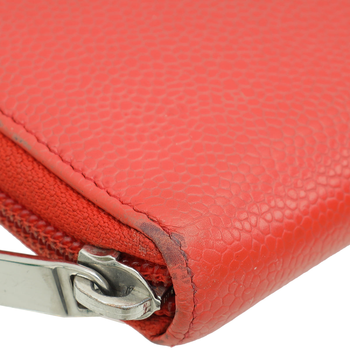 Chanel Coral Red Large Zip Around Organizer Wallet