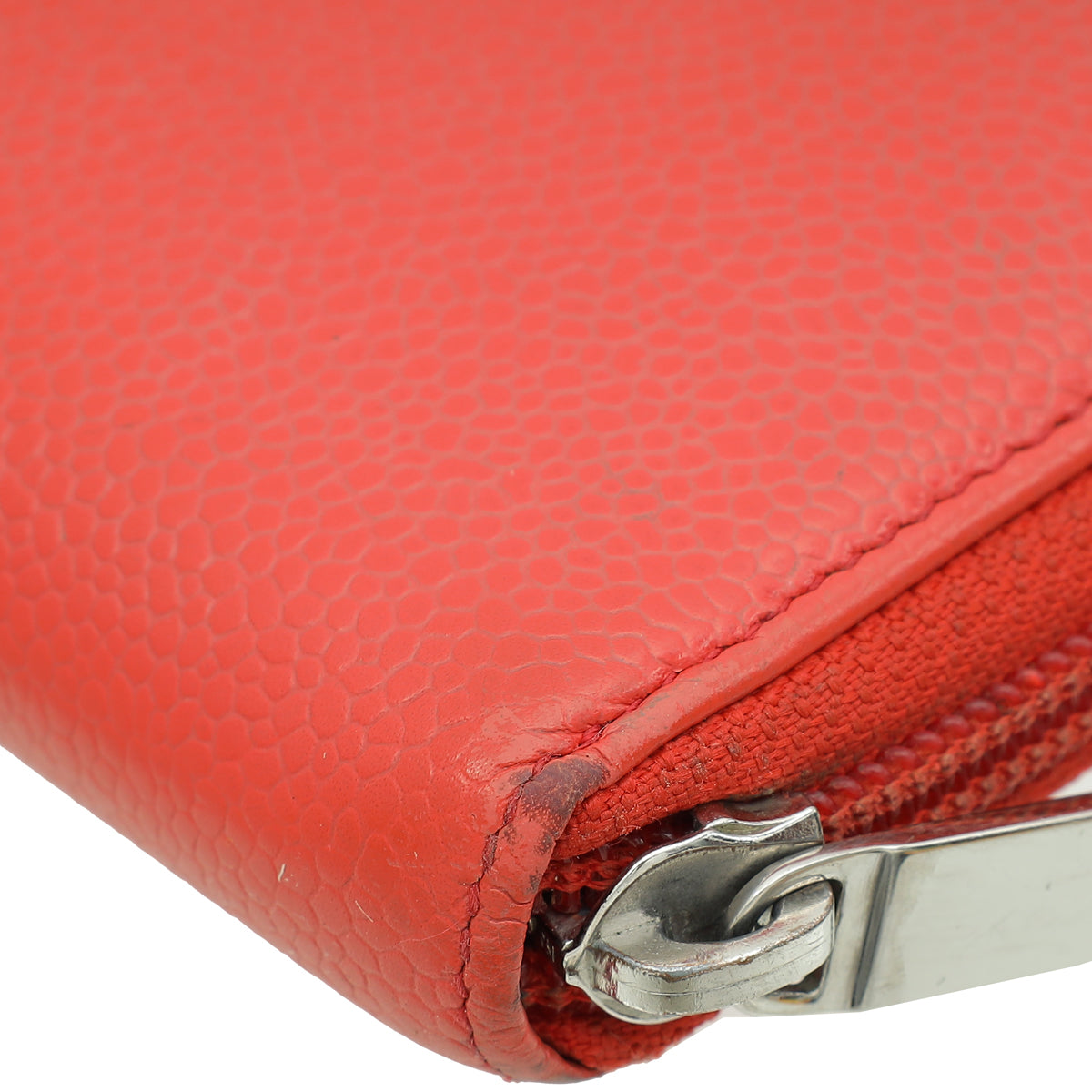 Chanel Coral Red Large Zip Around Organizer Wallet