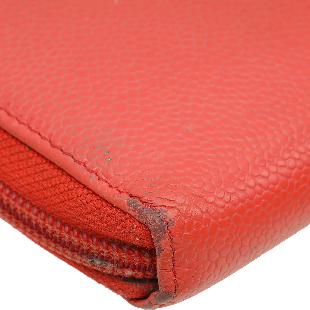 Chanel Coral Red Large Zip Around Organizer Wallet