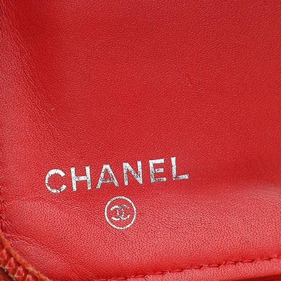 Chanel Coral Red Large Zip Around Organizer Wallet