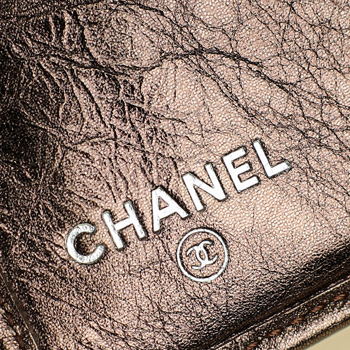 Chanel Metallic Bronze Ligne Cambon Compact French Purse Wallet