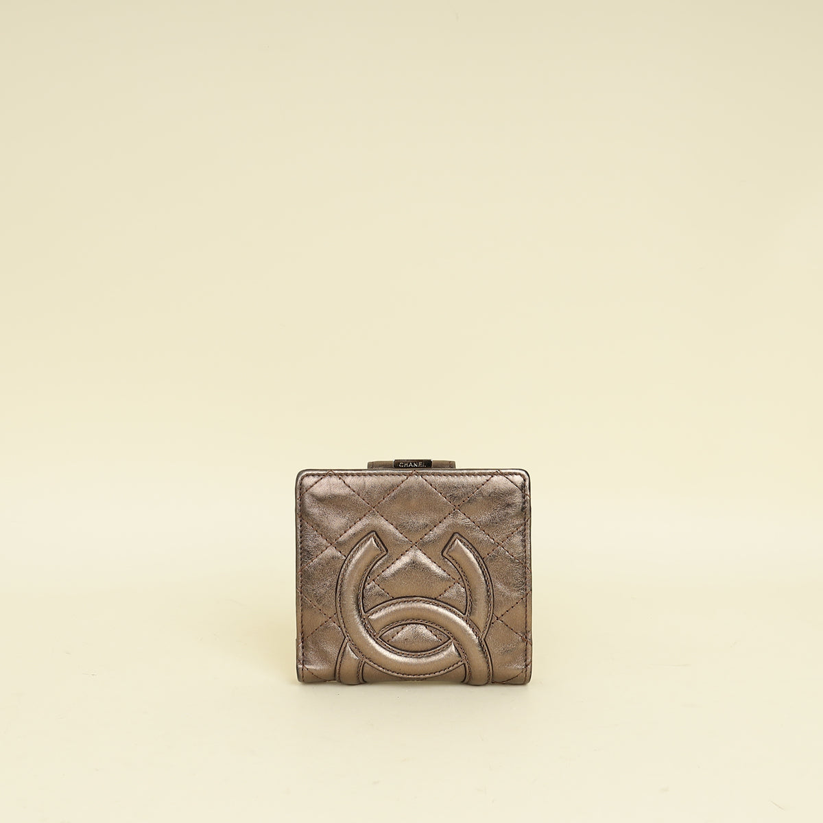 Chanel Metallic Bronze Ligne Cambon Compact French Purse Wallet