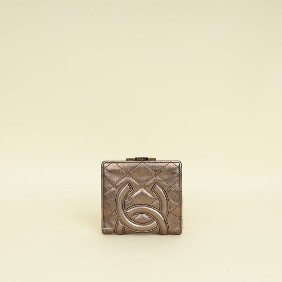 Chanel Metallic Bronze Ligne Cambon Compact French Purse Wallet