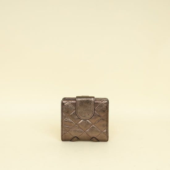 Chanel Metallic Bronze Ligne Cambon Compact French Purse Wallet