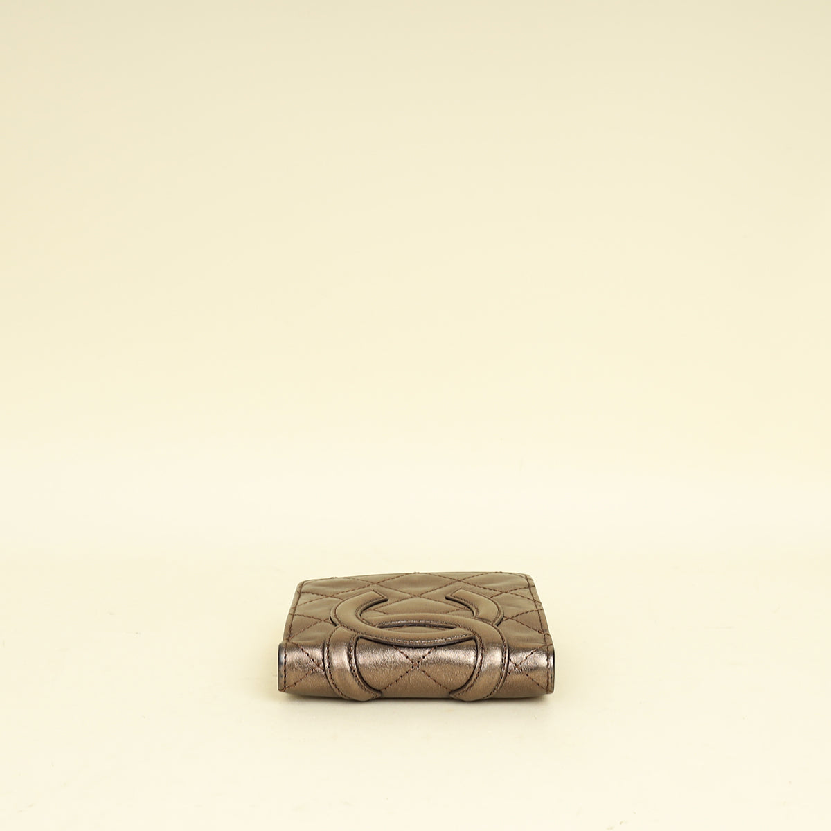 Chanel Metallic Bronze Ligne Cambon Compact French Purse Wallet
