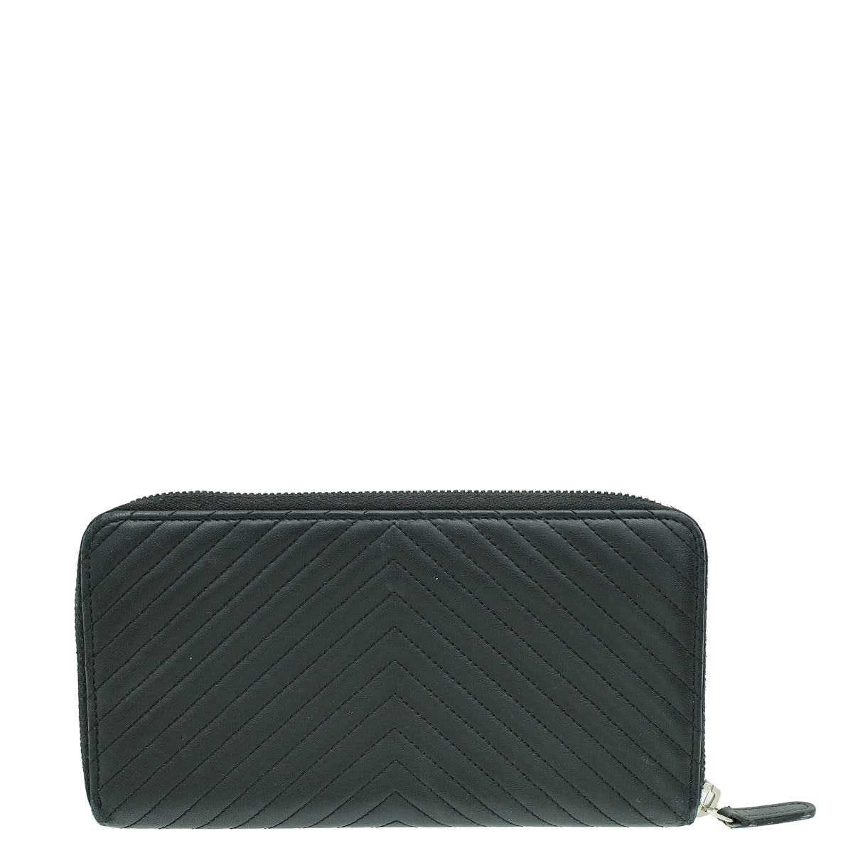 Chanel Black CC Chevron L-Gusset Zip Wallet