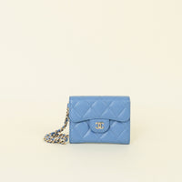 Chanel Light Blue CC Flap Compact Wallet w/ Chain Wristlet
