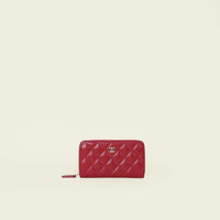 Chanel Red CC Classic Zip Wallet