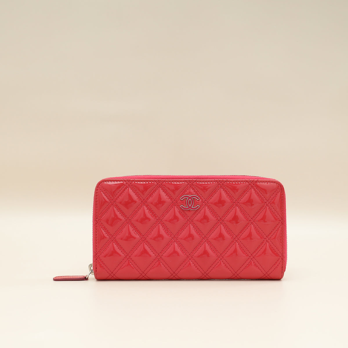 Chanel Dark Pink CC Classic Zip Around Long Wallet