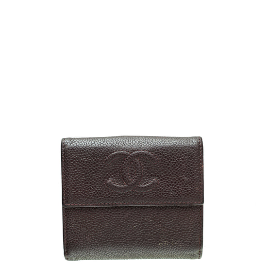 Chanel Burgundy CC Timeless Small French Wallet