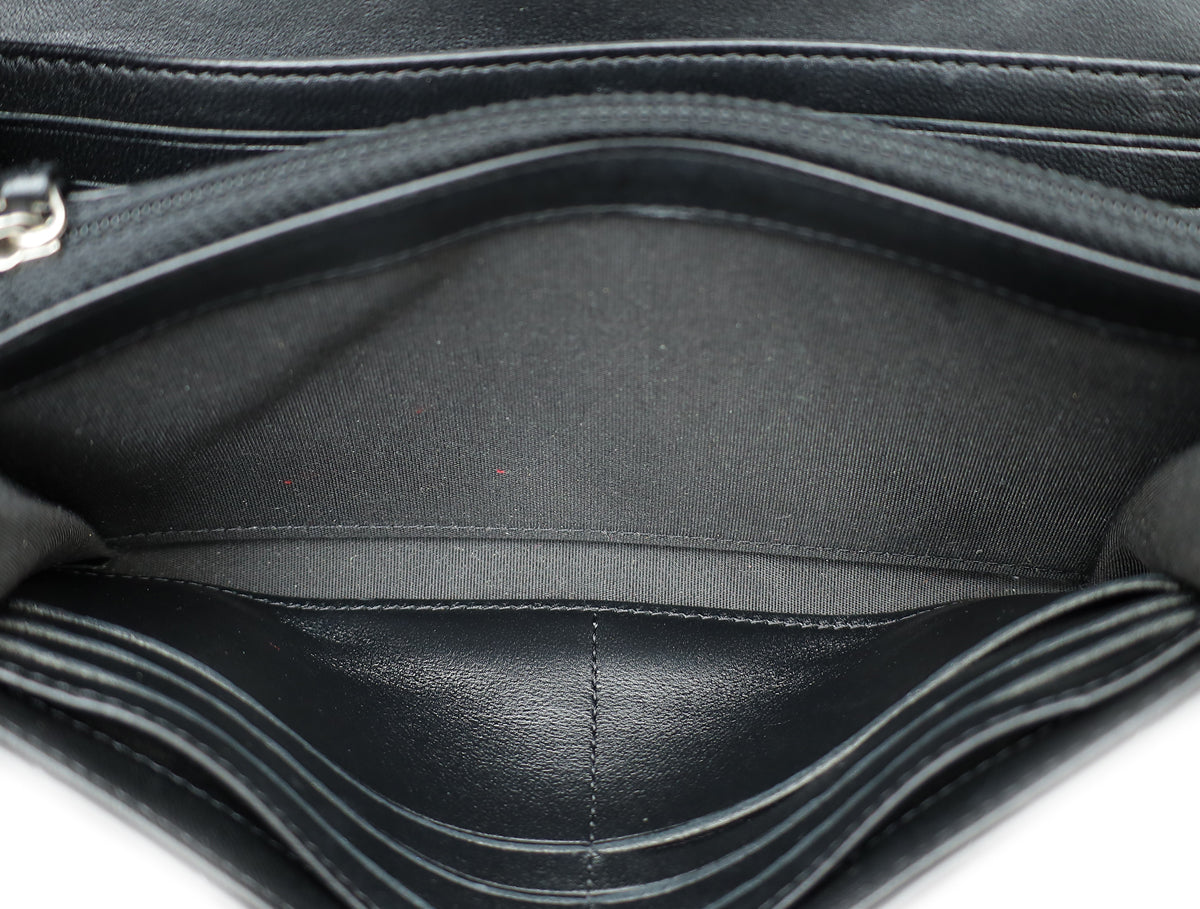 Chanel Black Studded Chevron Flap Wallet