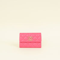 Chanel Dark Pink CC 19 Flap Card Holder Wallet