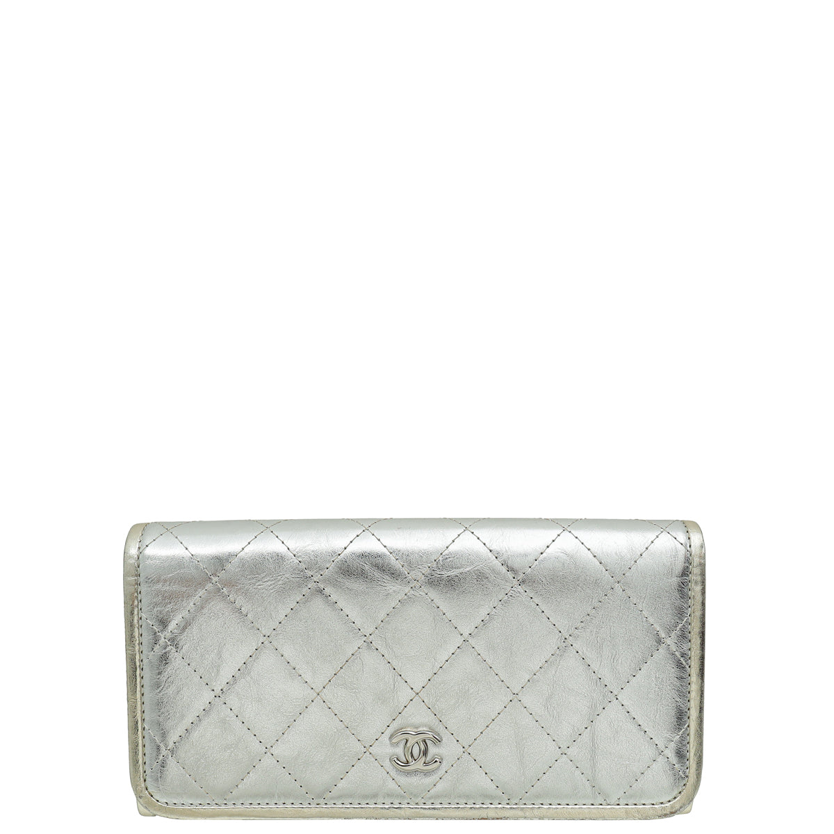 Chanel Metallic Silver CC Classic Flap Long Wallet-Chanel-THE CLOSET