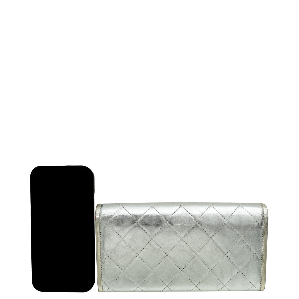 Chanel Metallic Silver CC Classic Flap Long Wallet-Chanel-THE CLOSET
