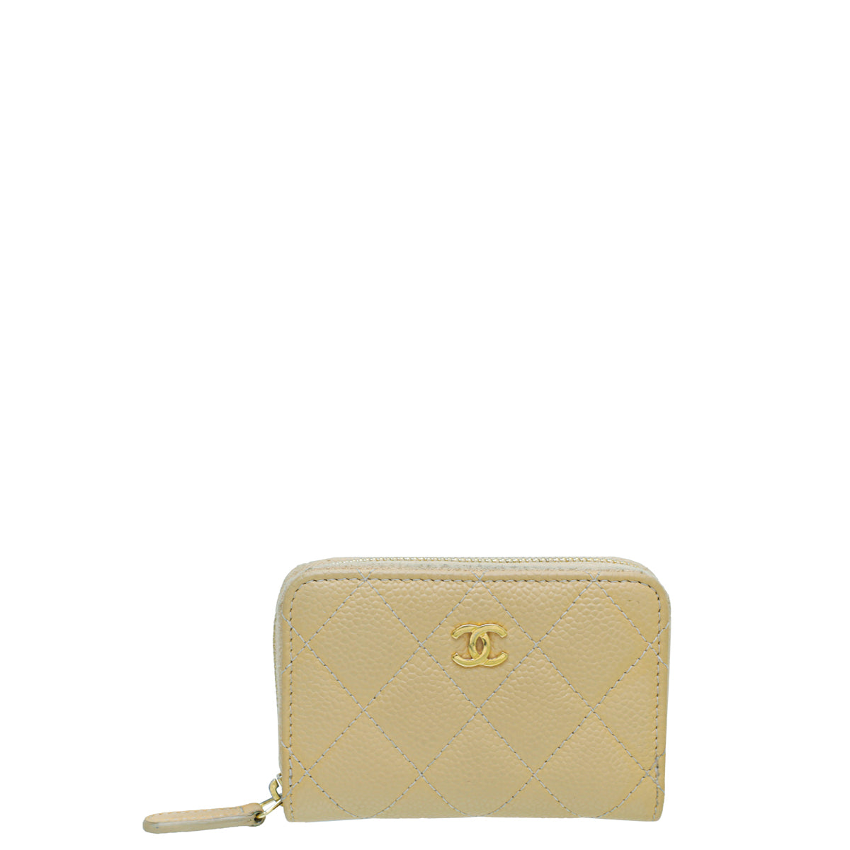 Chanel Beige Classic Zipped Coin Purse-Chanel-THE CLOSET