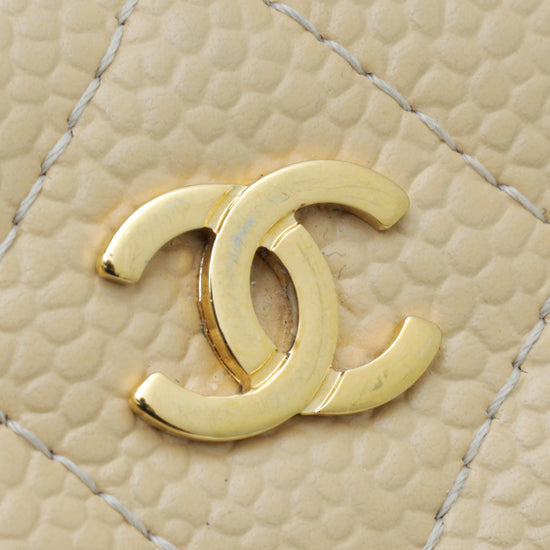 Chanel Beige Classic Zipped Coin Purse