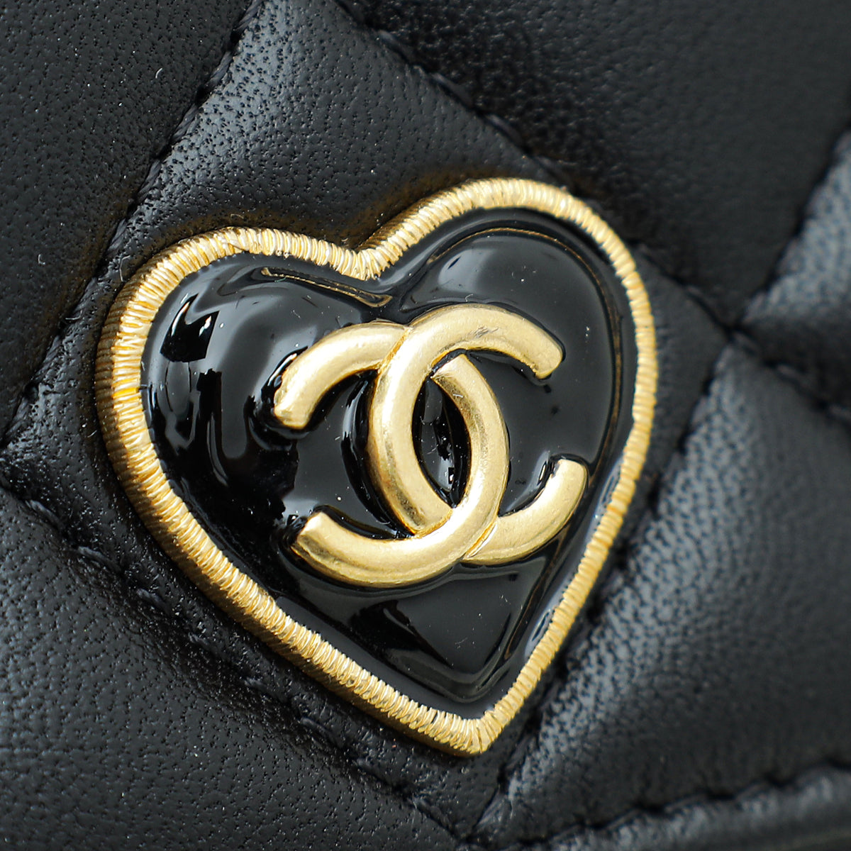 Chanel Black CC Heart Folding Small Wallet