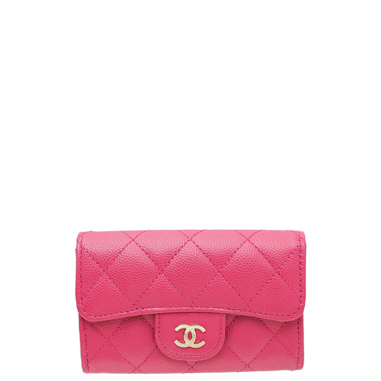 Chanel Fuchsia Classic Flap Card Holder