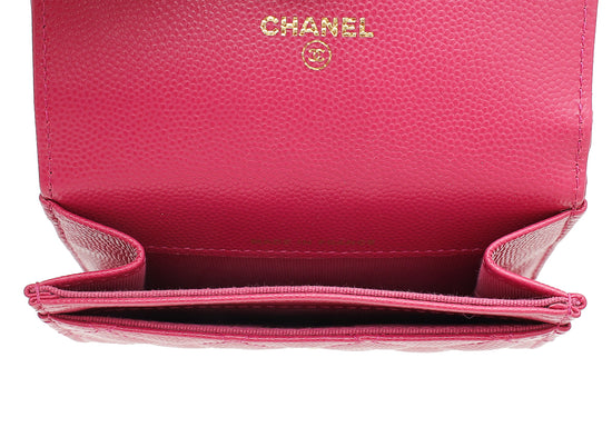 Chanel Fuchsia Classic Flap Card Holder