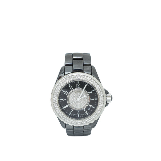 Chanel Black Ceramic Steel Diamond J12 Automatic 39mm Watch
