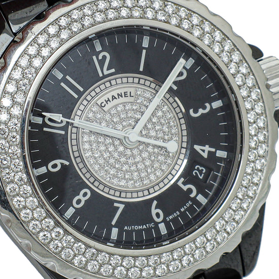 Load image into Gallery viewer, Chanel Black Ceramic Steel Diamond J12 Automatic 39mm Watch
