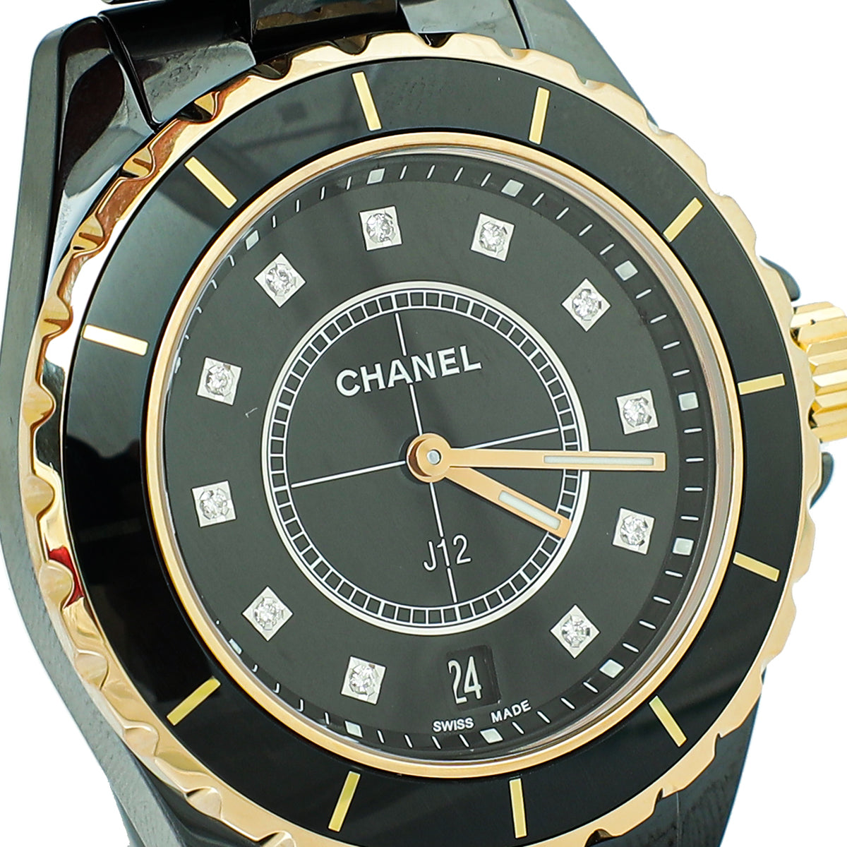 Chanel Black/Yellow Gold J12 Ceramic 38mm Quartz Watch
