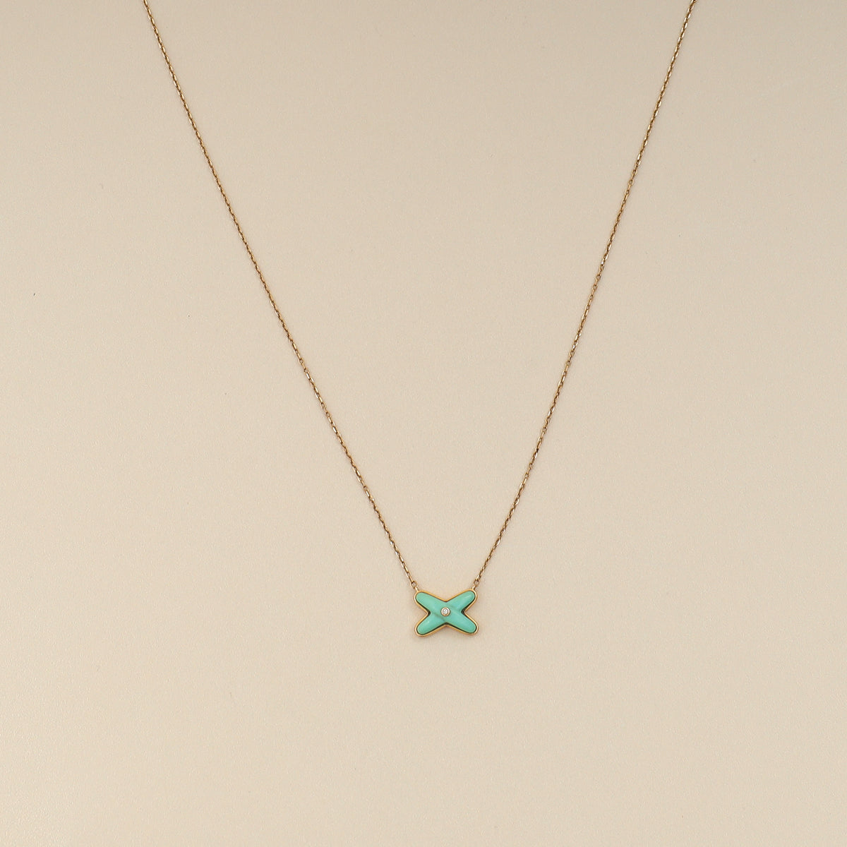 Chaumet 18K Rose Gold Jeux de Liens Diamond Turquoise Pendant Necklace