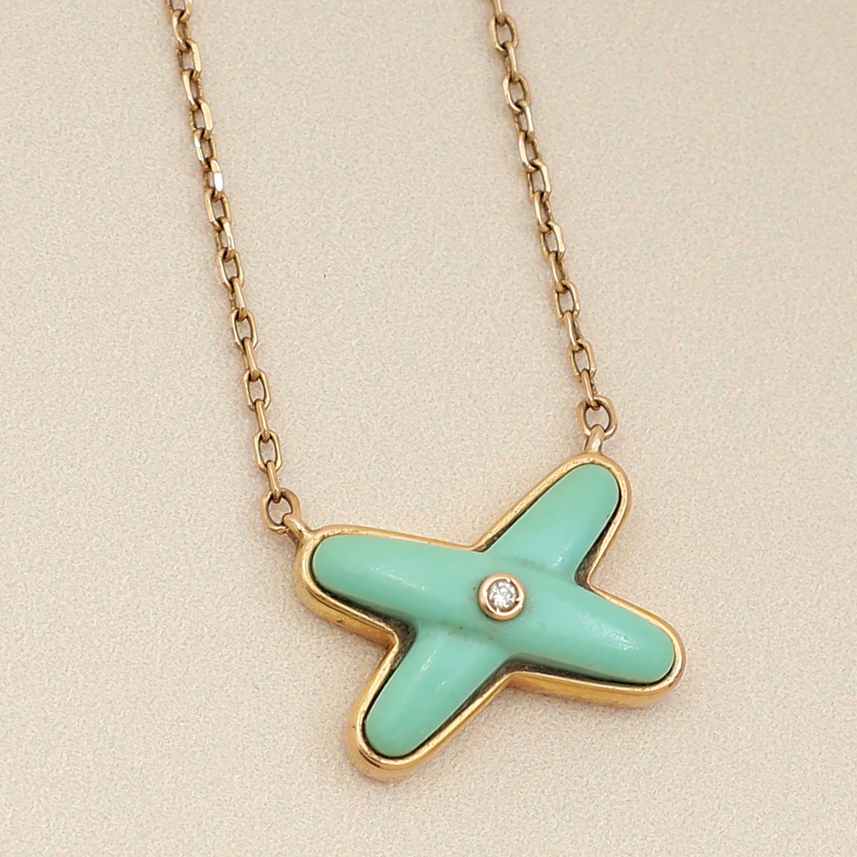 Chaumet 18K Rose Gold Jeux de Liens Diamond Turquoise Pendant Necklace-Chaumet-THE CLOSET