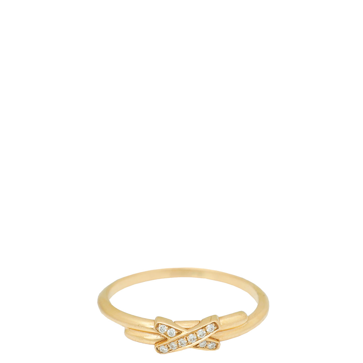 Chaumet 18K Rose Gold Diamond Jeux De Liens Ring 55