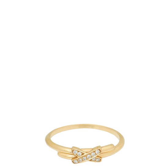 Chaumet 18K Rose Gold Diamond Jeux De Liens Ring 55