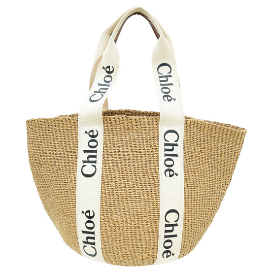 Chloe Bicolor Woody Basket Large Tote Bag