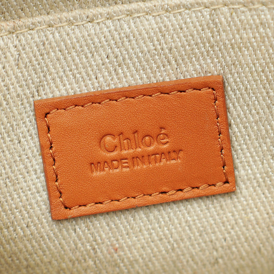 Chloe Caramel Woody Small Embroidered Tote Bag