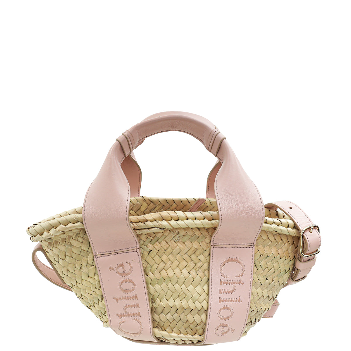 Chloe Pink Sense Mini Basket in Raffia Bag-Chloe-THE CLOSET