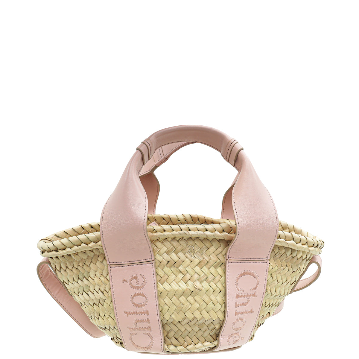 Chloe Pink Sense Mini Basket in Raffia Bag-Chloe-THE CLOSET