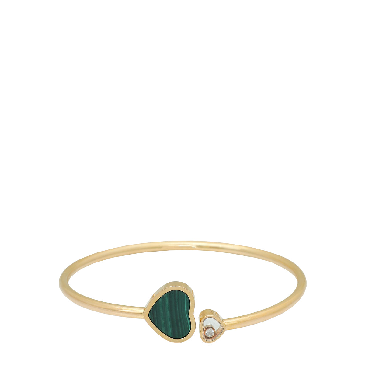 Chopard 18K Yellow Gold Malachite Diamond Happy Heart Bangle-Chopard-THE CLOSET