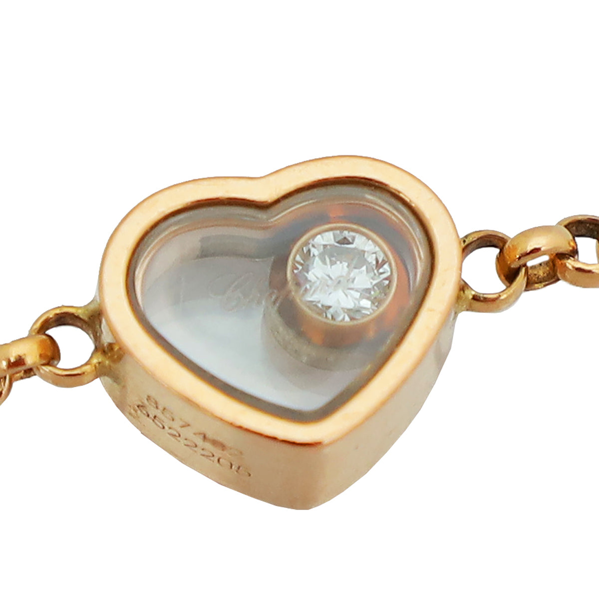Chopard 18K Rose Gold Onyx Diamond Happy Hearts Bracelet-Chopard-THE CLOSET