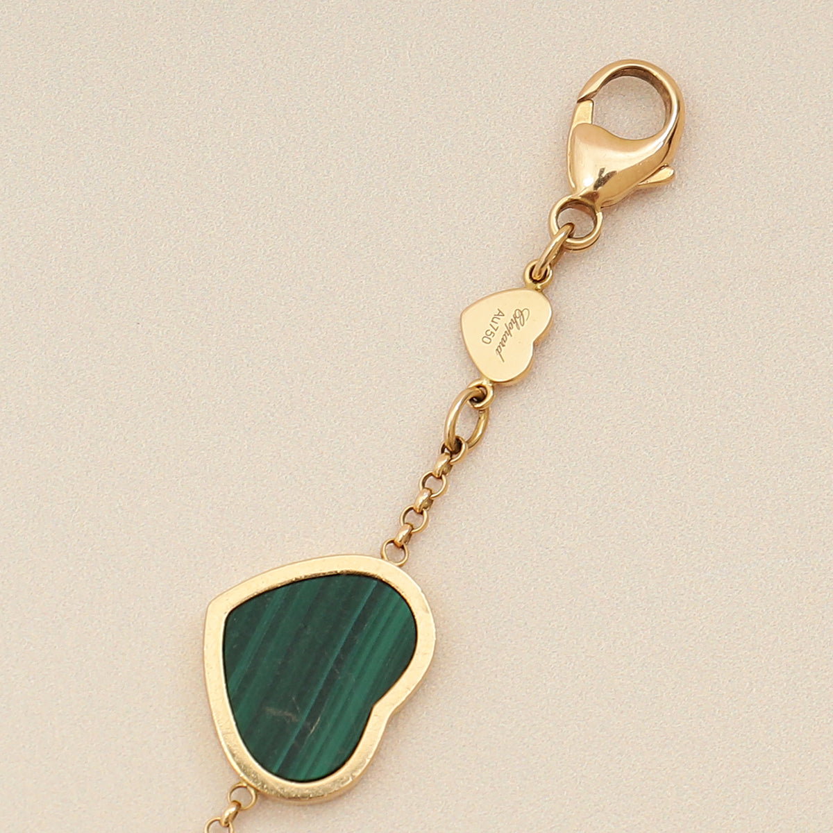 Chopard 18K Rose Gold Happy Hearts Diamond Malachite Bracelet