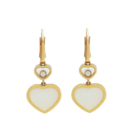 Chopard 18K Rose Gold Diamonds MOP Happy Heart Earrings