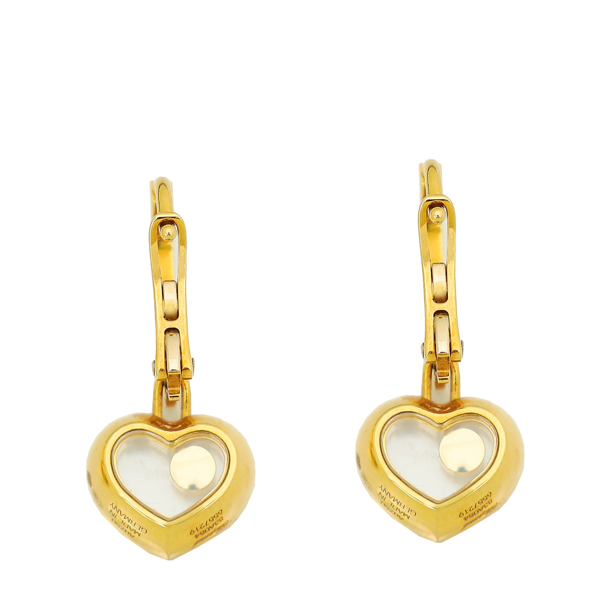 Chopard 18K Yellow Gold Diamond Happy Heart Earrings-Chopard-THE CLOSET