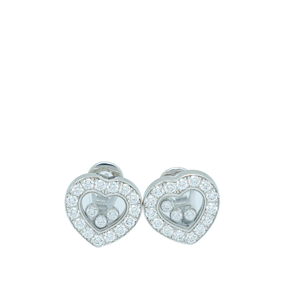 Chopard 18K White Gold Diamonds Happy Earrings