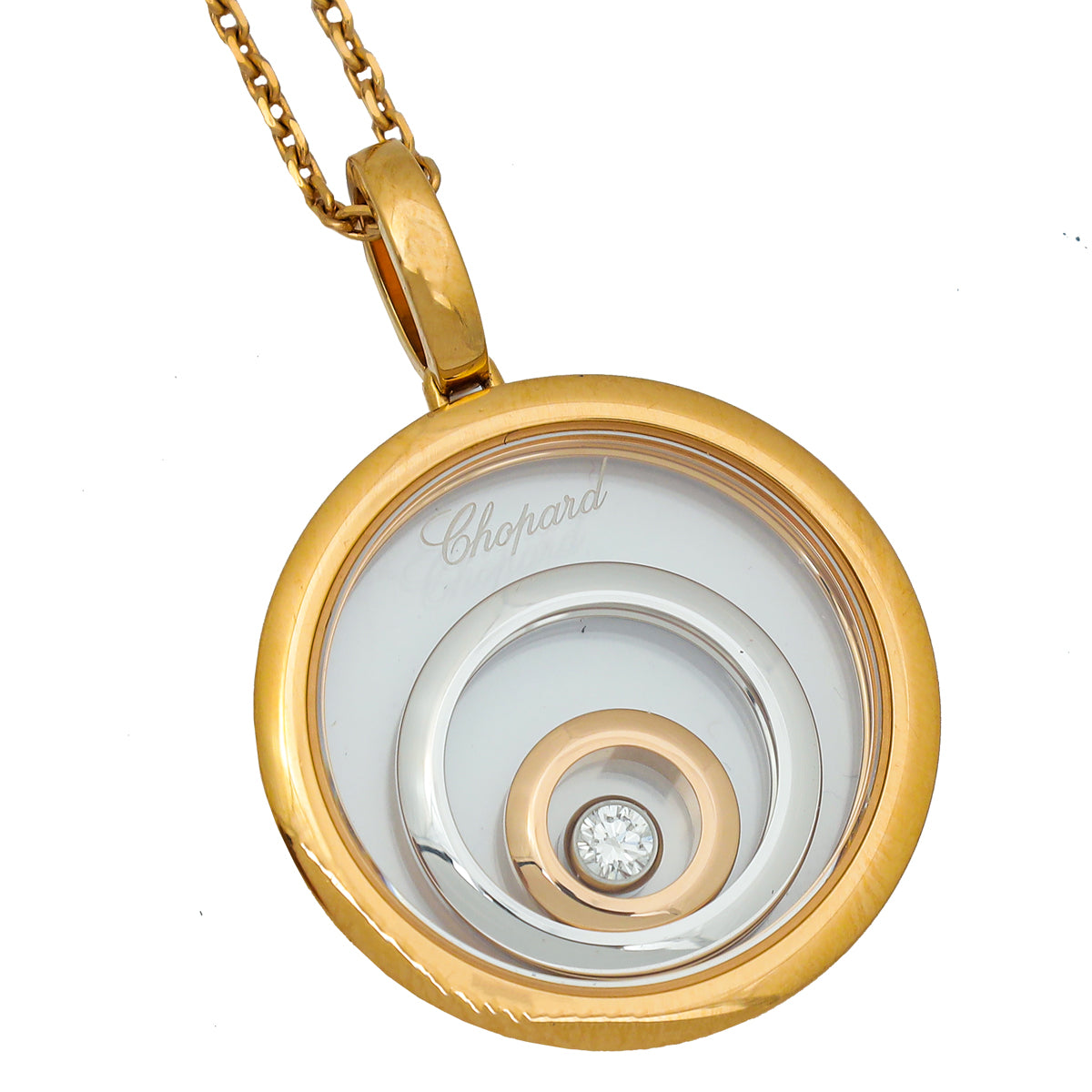 Chopard 18K Rose Gold Diamond Happy Spirit Pendant Necklace-Chopard-THE CLOSET