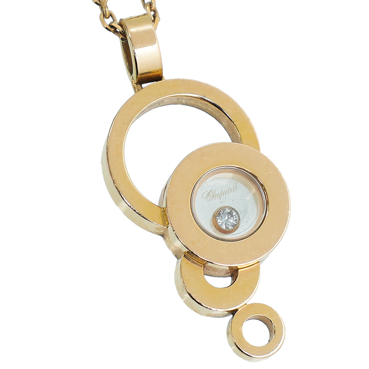 Chopard 18K Rose Gold 1 Diamond Happy Bubbles Pendant Necklace-Chopard-THE CLOSET