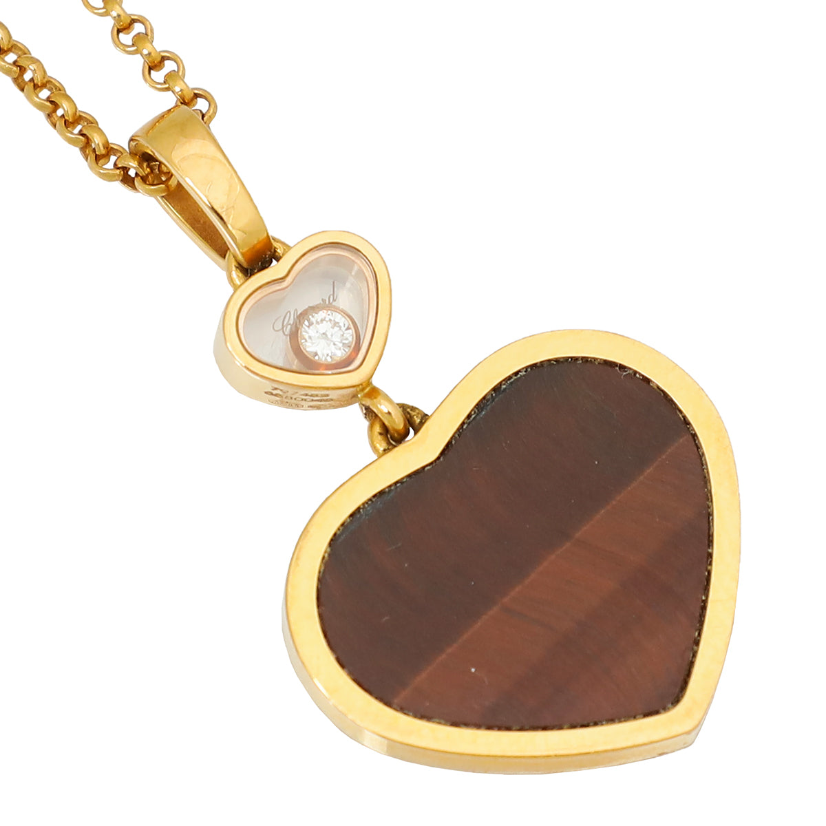 Chopard 18K Rose Gold Diamond Happy Hearts Necklace