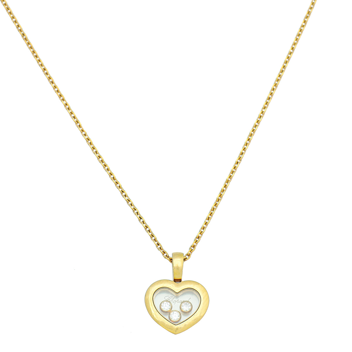 Chopard 18K Yellow Gold Diamond Happy Heart Pendant Necklace-Chopard-THE CLOSET