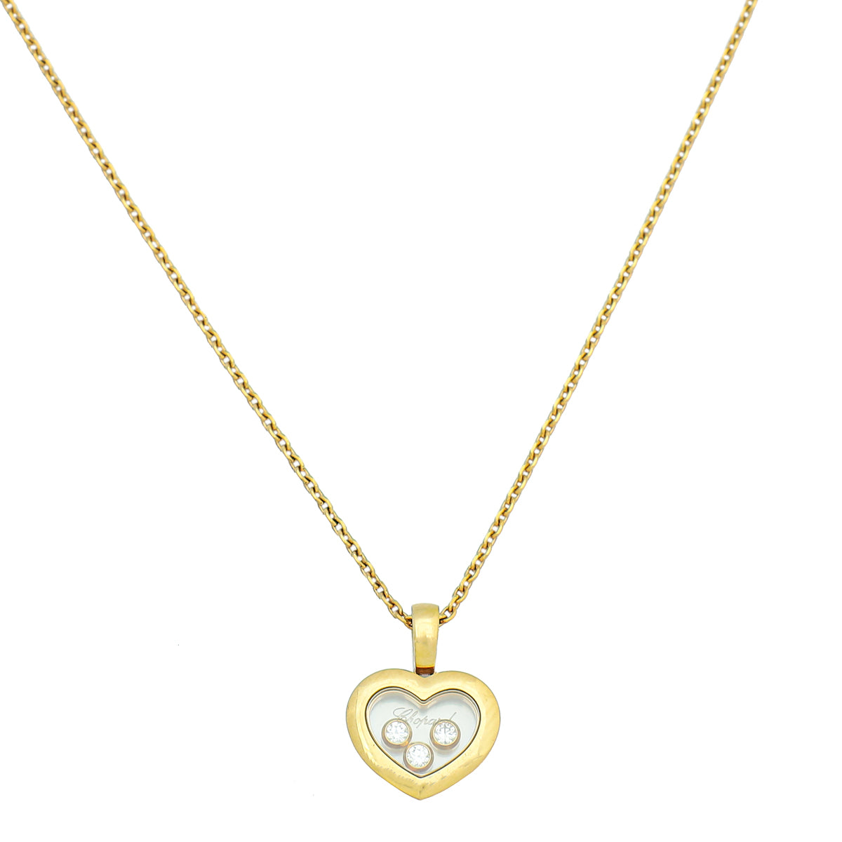 Chopard 18K Yellow Gold Diamond Happy Heart Pendant Necklace
