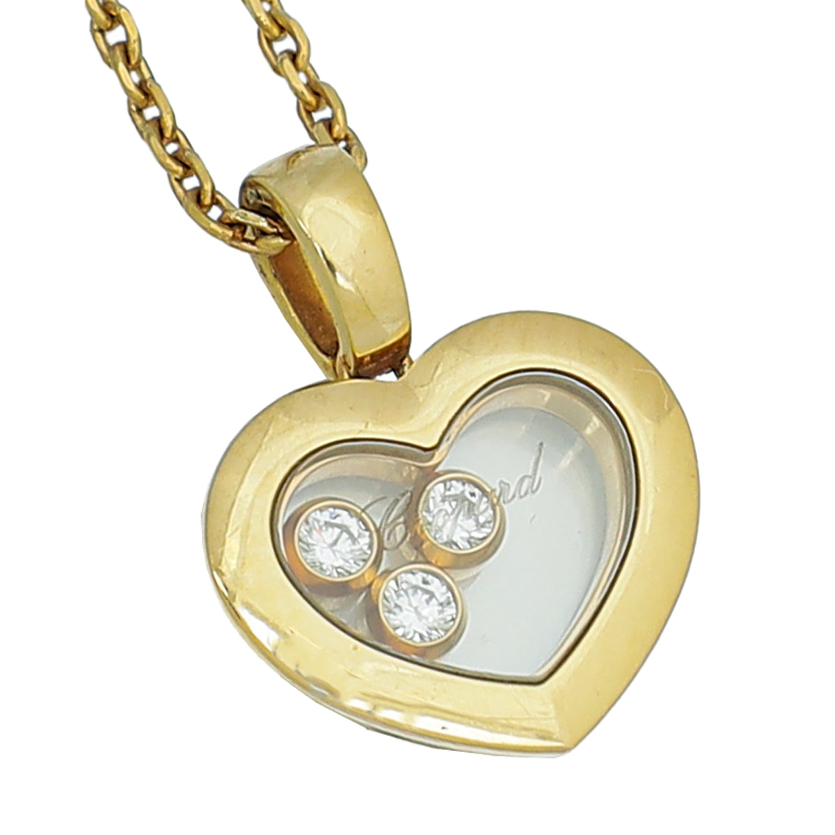 Chopard 18K Yellow Gold Diamond Happy Heart Pendant Necklace-Chopard-THE CLOSET
