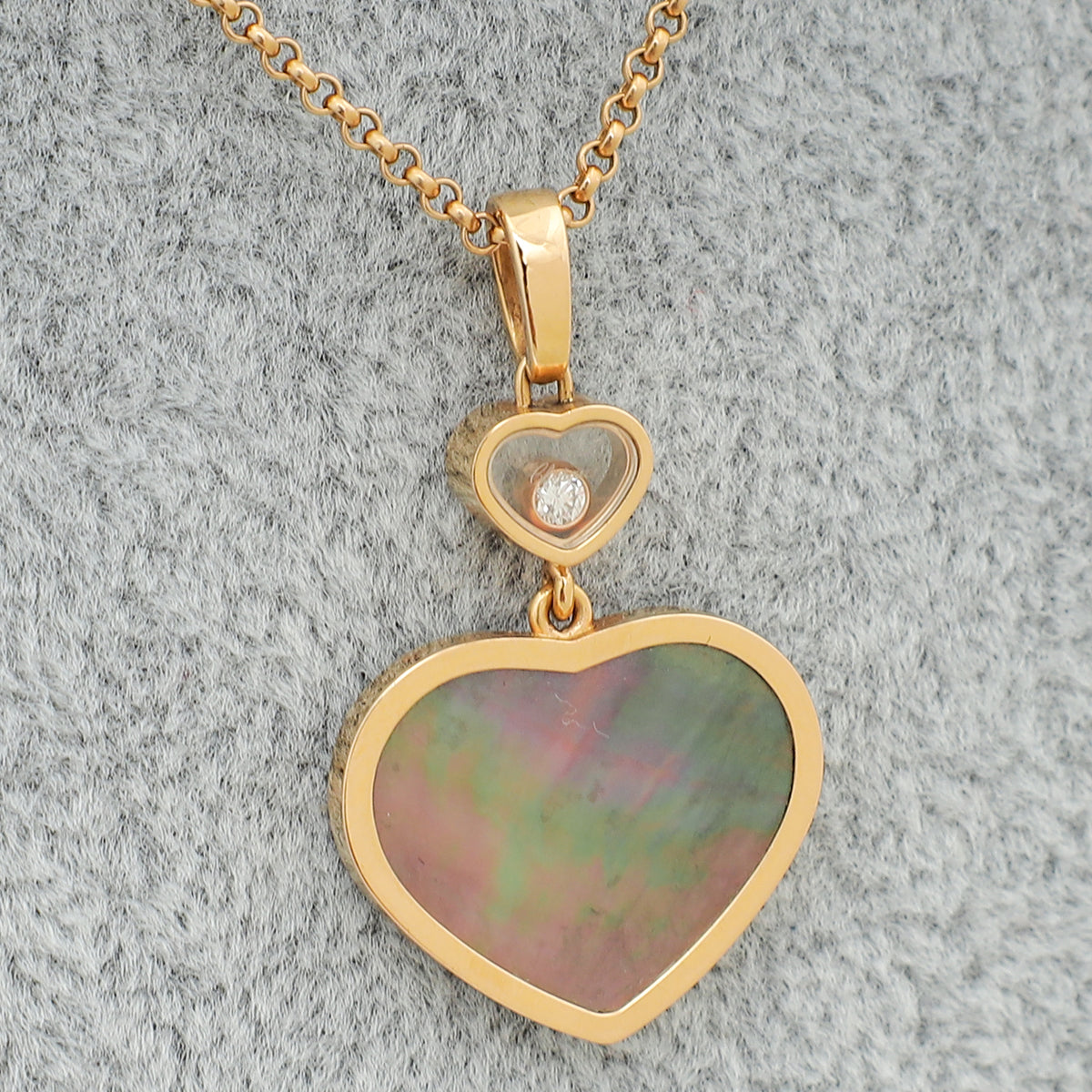 Chopard 18K Ethical Rose Gold Diamond Happy Hearts Necklace-Chopard-THE CLOSET